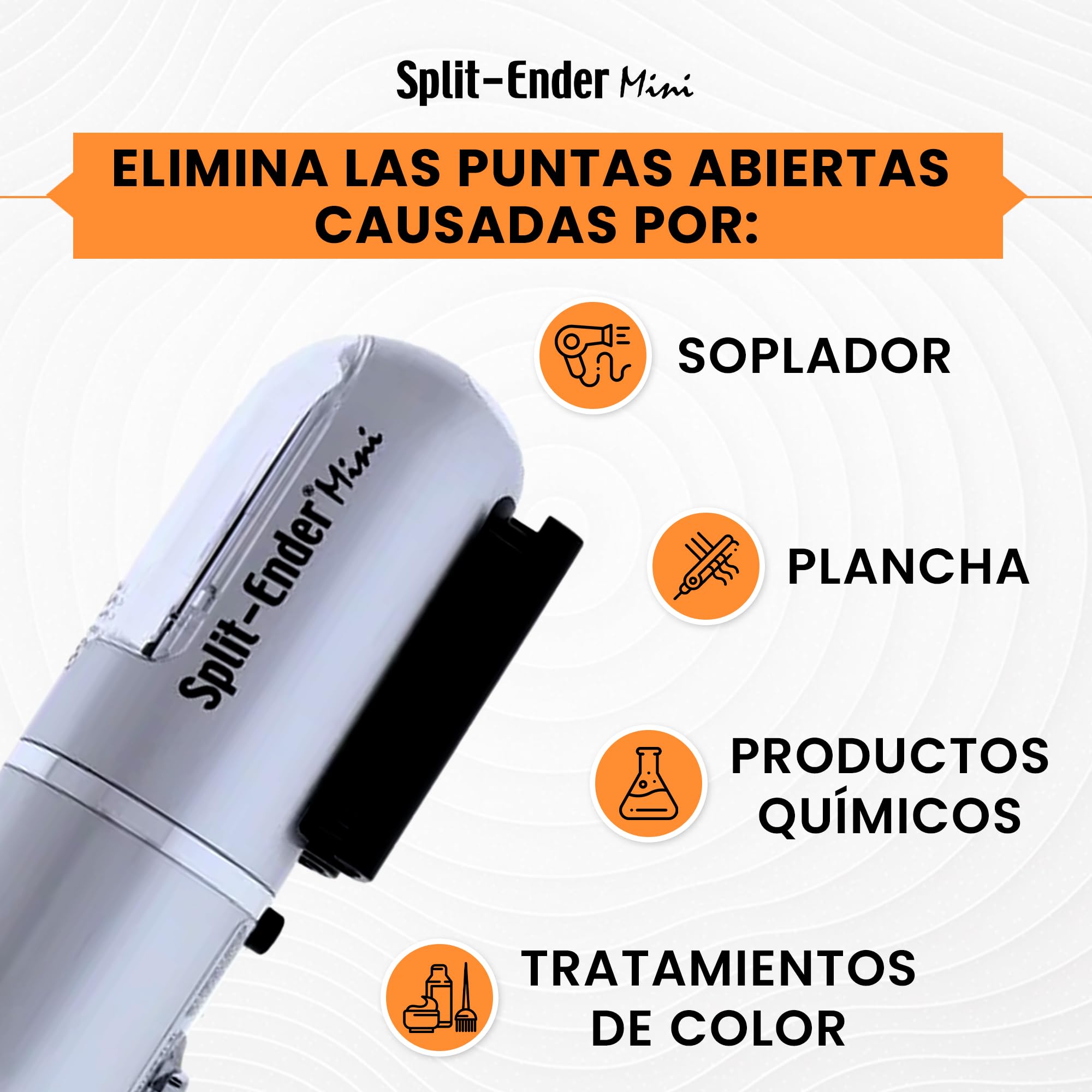 Split Ender Mini la Original - Cortapelos inalámbrico de puntas abiertas - Plateado