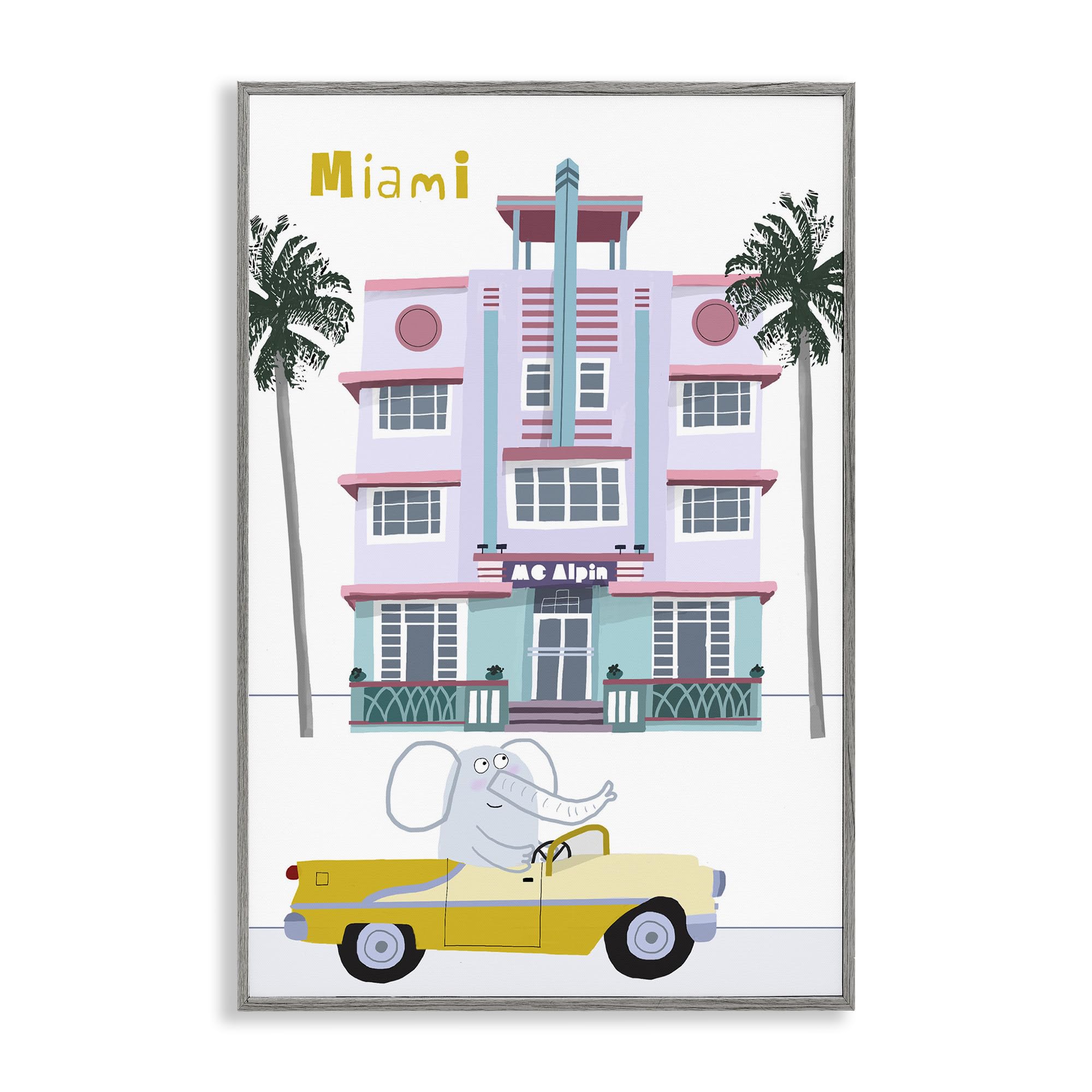 Art Giclée Elephant Stupell Industries tableau encadré Carla Daly