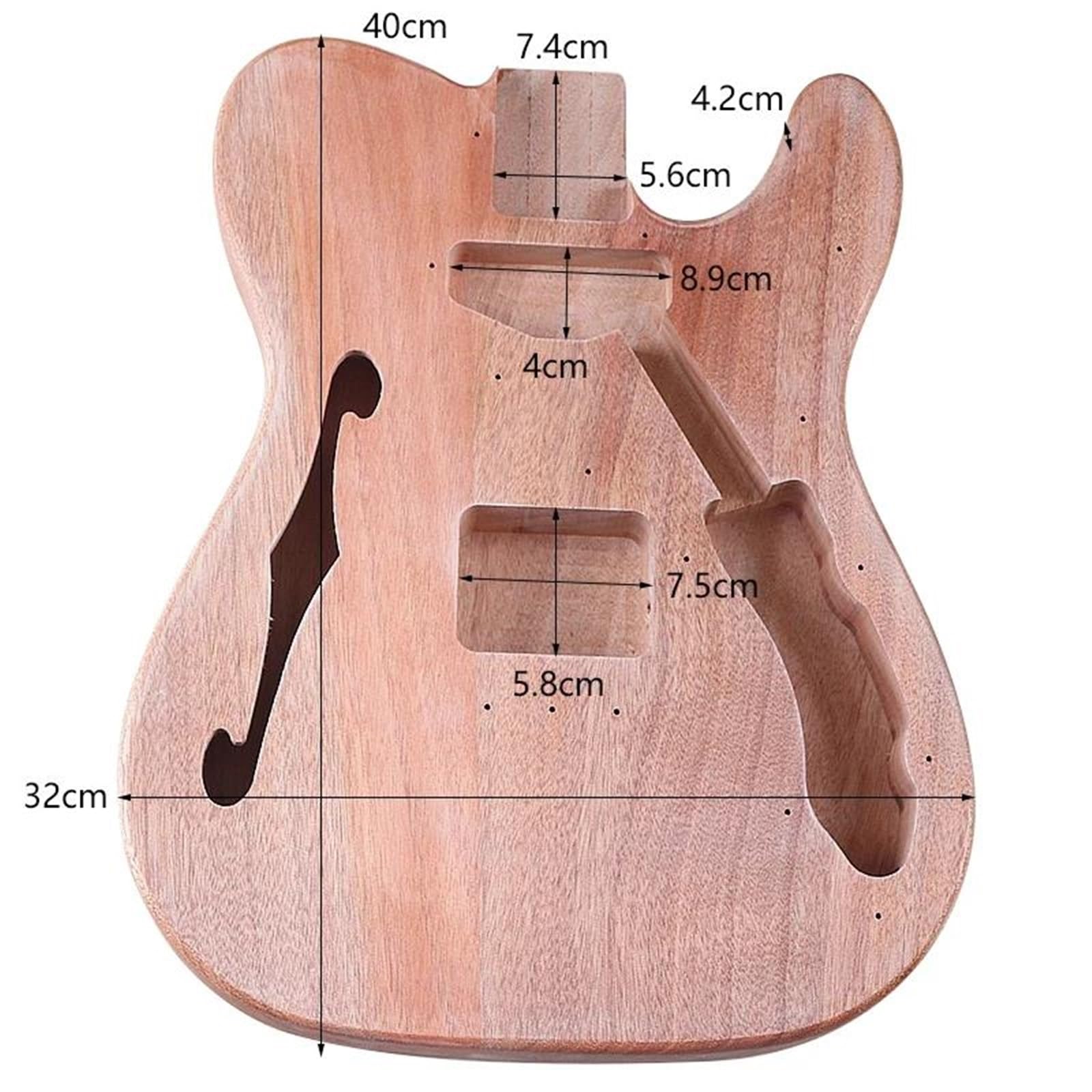 Unfinished Guitar Body Electric Guitar Body Okoume Wood F Hole Barrel DIY Part