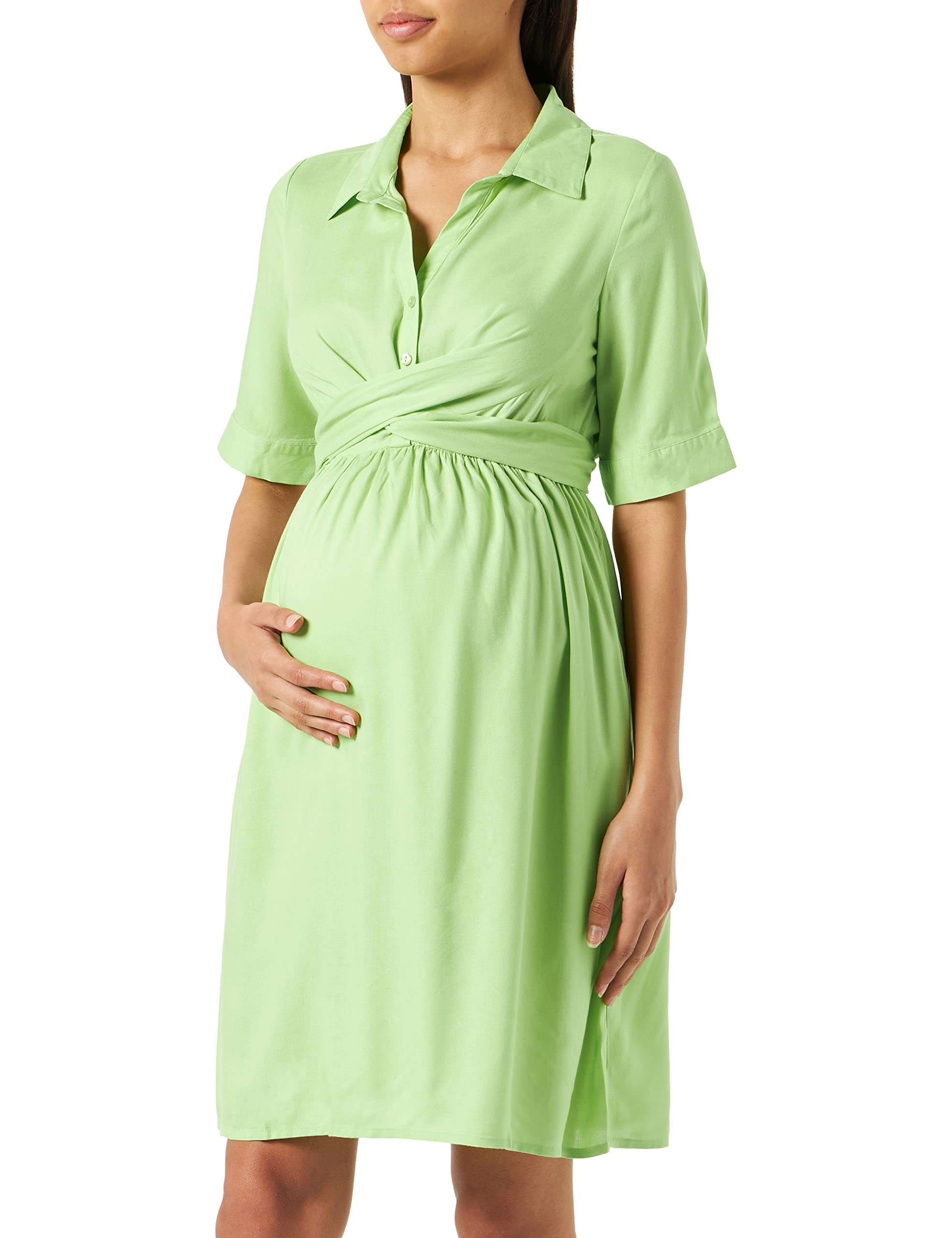 MAMALICIOUS Women's Maternity Dress, Jade Lime, XS