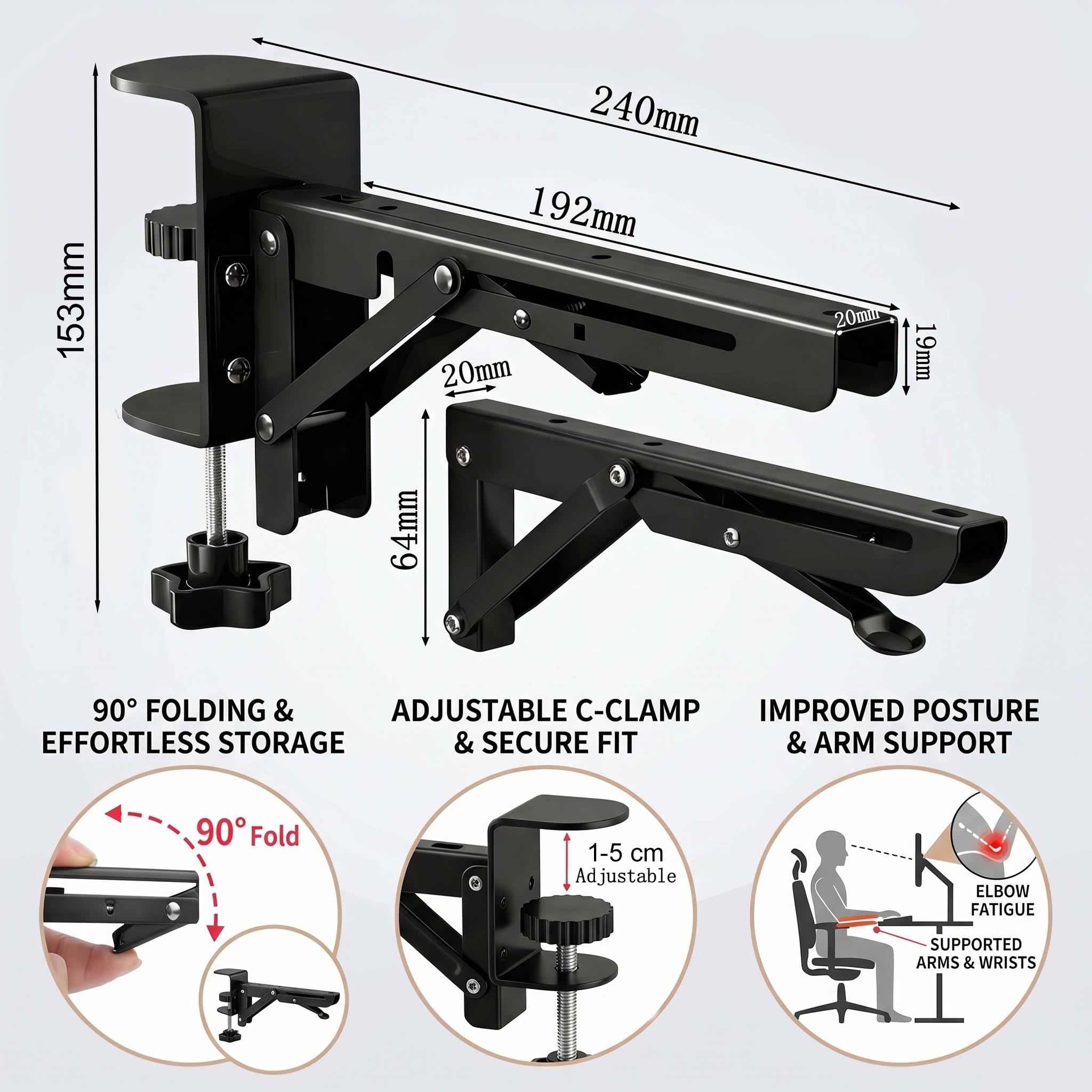 Extensión de mesa, extensión de escritorio, alargador de alféizar de ventana, extensible y estable, bandeja para teclado para debajo de la mesa, mesa de ordenador, bandeja para ahorrar espacio para la