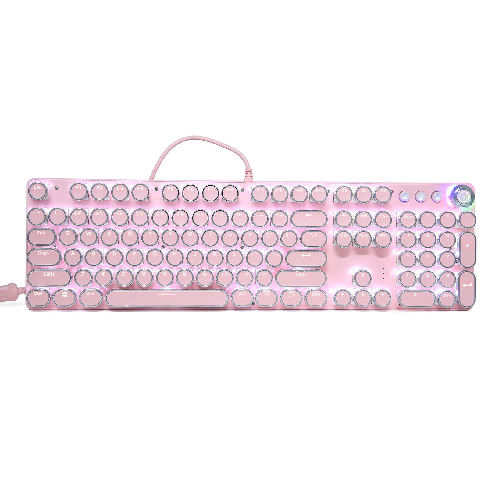 Tastiera Meccanica 104 Tasti Albero Meccanico Reale Interruttore Blu Gaming per Appassionati di Giochi per PC Pannello da Disegno in Metallo ABS (902-7 Punk rosa)