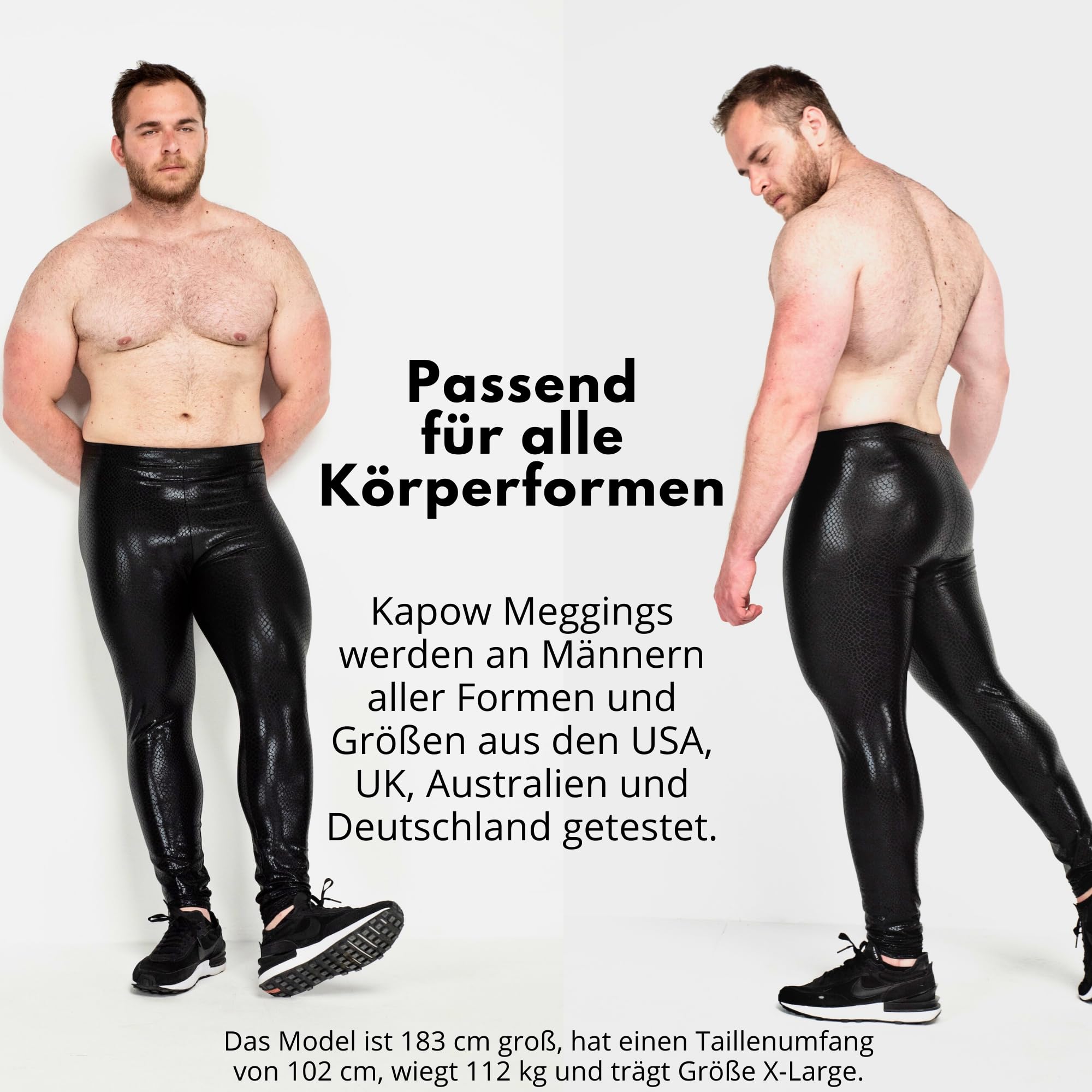 Kapow Meggings Herren-Leggings in Metallic-Optik, glänzende 4-Wege-Stretch-Tights für Festivals, Raves, Clubwear, Cosplay und Streetwear