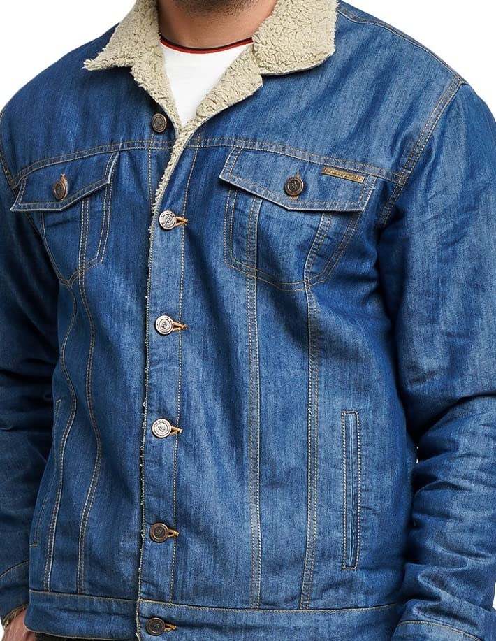 Image of Men's Winter Wear Sherpa Blue Denim Jacket