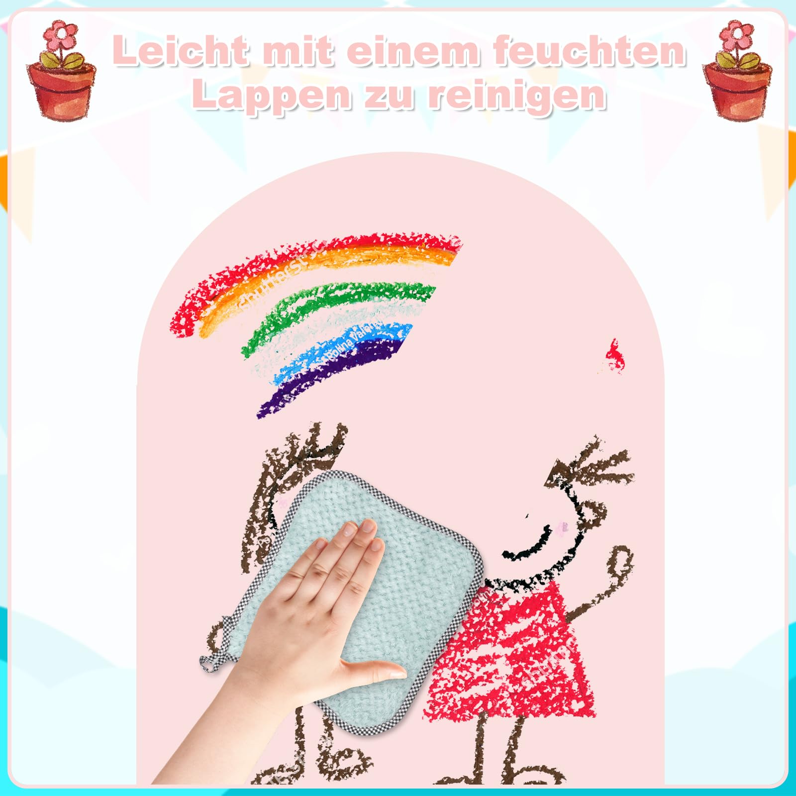 Magnettafel Kinder, Magnetwand Groß 80x100cm, Montessori Magnetwand Kinder mit Kreiden, Abwischbare Tafel, Magnettafel Selbstklebend für Kinderzimmer Deko, Schule, Büro (Hellrosa)