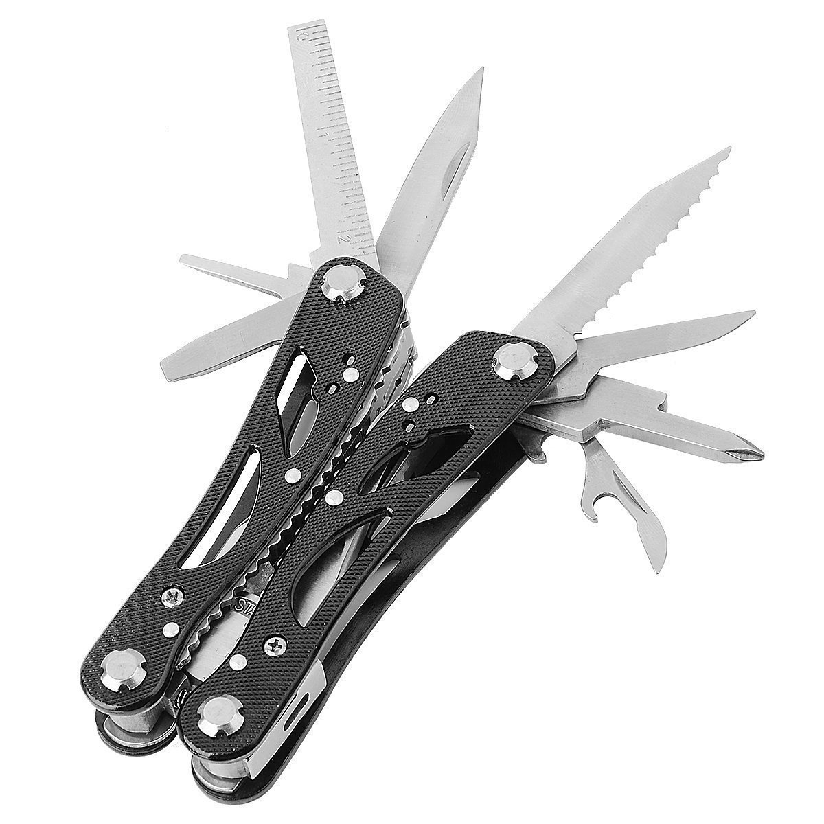 Poeland Multitool Zangen Set Edelstahl Schraubendreher Werkzeug mit 11 Schraubendreher-Bits Schwarz 10 Pack