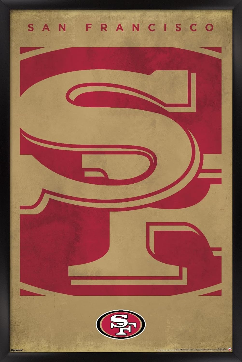 NFL San Francisco 49ers - Logo 25 Wall Poster, 34L" x 22.4W", Black Framed Version