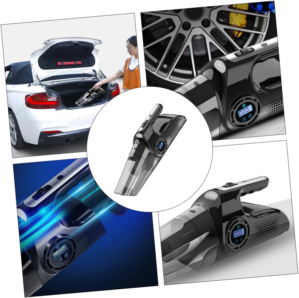 120w Car Vacuum Cleaner Electric Air Pump Inflator for Inflatables Portable Tire Pressure Tester Light