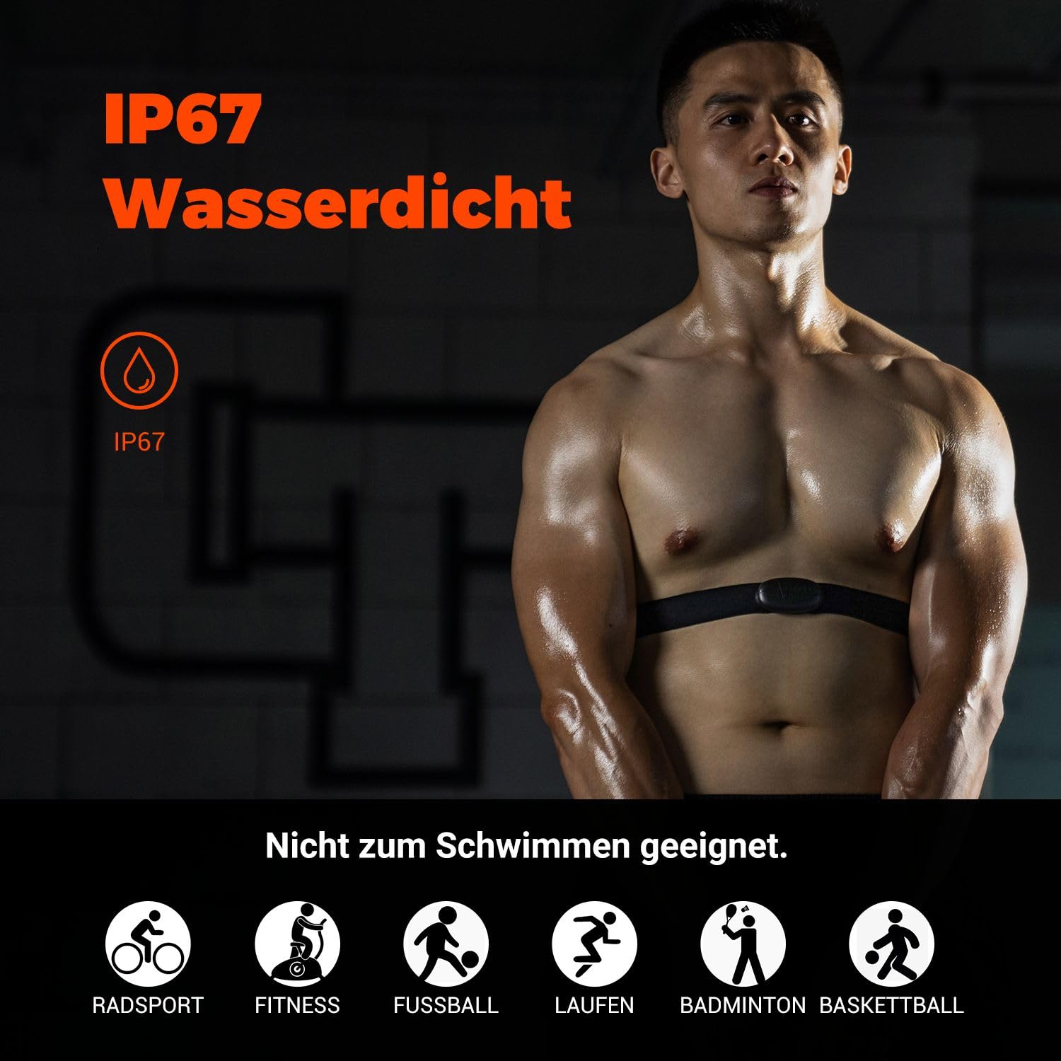 COOSPO H6M Herzfrequenzmesser Pulsgurt Brustgurt Bluetooth ANT+ Konnektivität, Herzfrequenz Sensor EKG-Messung IP67 Wasserdichter, Kompatibel mit Wahoo, Elite HRV, Rouvy, adidas Run, Kinomap, Pulsoid