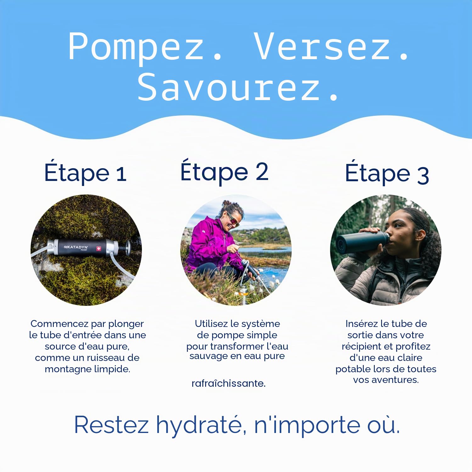 Katadyn Filtre à Eau de Poche, Durable pour Le Camping, la randonnée ou la préparation d'urgence