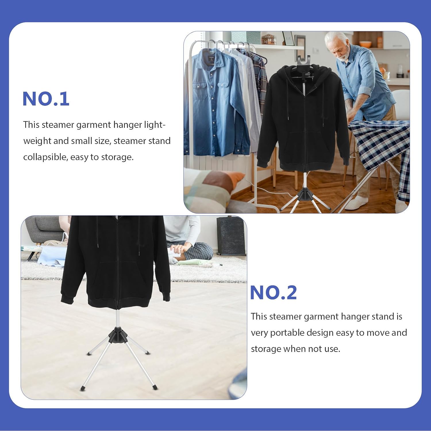 Handheld Ironing Machine Hanger, Adjustable Foldable Portable Steamer Rack
