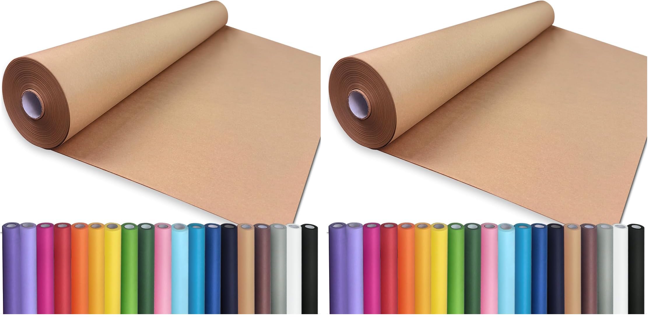 PerkHomy 24" x 2,400" (200') Brown Kraft Paper Roll for Craft Bulletin Board Paper Art Table Covering Crafting Gift Wrapping Bouquet Packing Parcel 70GSM 50LB (Brown, 24" x 200') (Pack of 2)