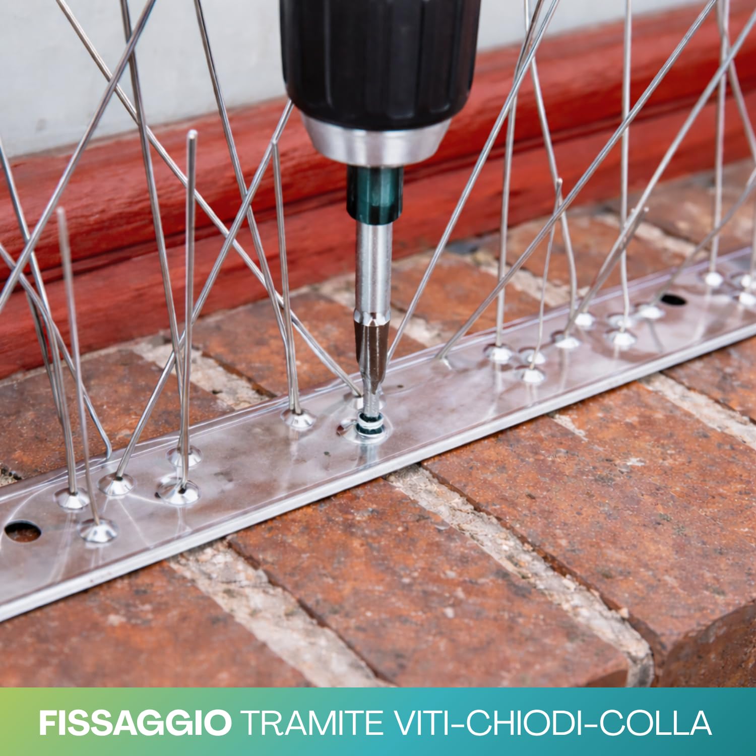 PALUPLUS Set 6 Metri di Dissuasori per Piccioni e Uccelli, 6 Moduli da 100 cm con 80 Spuntoni in Acciaio Inox, Scacciauccelli per balconi, tetti, e Giardini -1502F -1,3