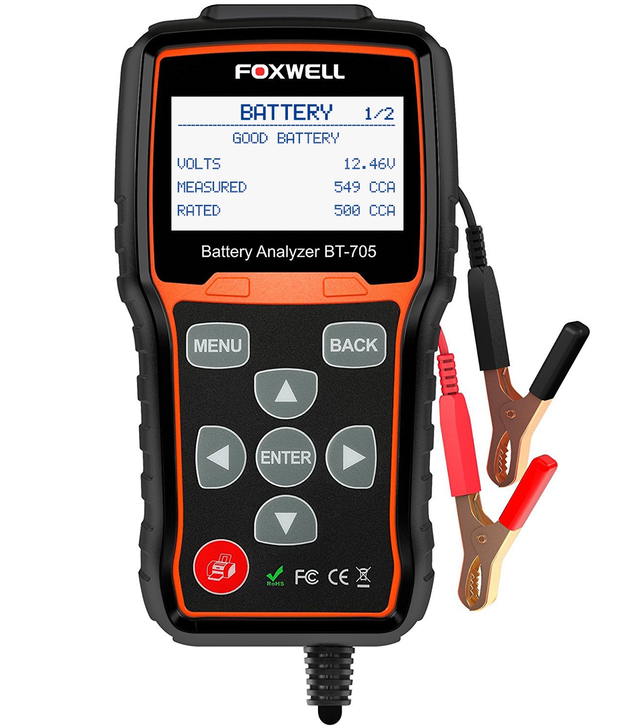 Foxwell Battery Tester Bt705 Automotive 100 2000 Cca Battery Load Tester 12v 24v Car Cranking And Charging System Test Scan Tool Digital Battery Analyzer For Cars And Heavy Duty Trucks Buy Online At