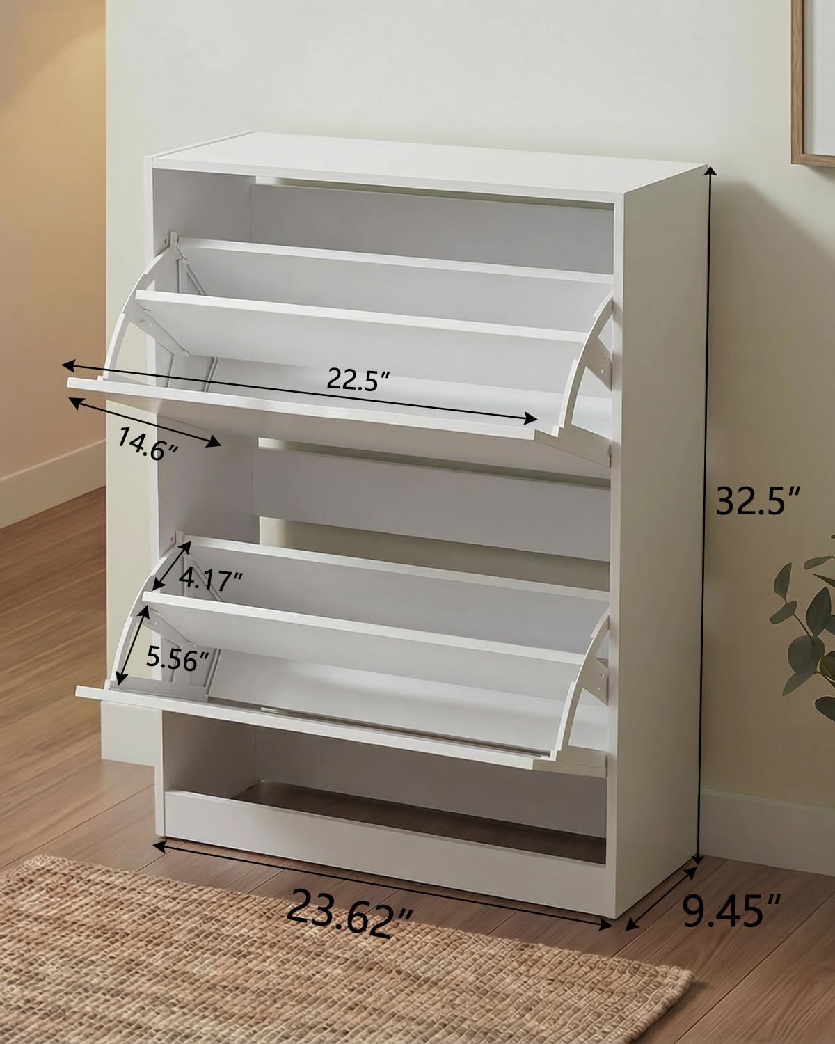 Shoe Cabinet, Narrow Freestanding Shoe Organizer for Hallway or Living Room