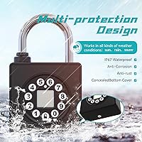 Vista 6 de SFW Candado de huellas dactilares con llave, casillero de combinación resistente, resistencia al agua con códigos, acceso por aplicación para valla