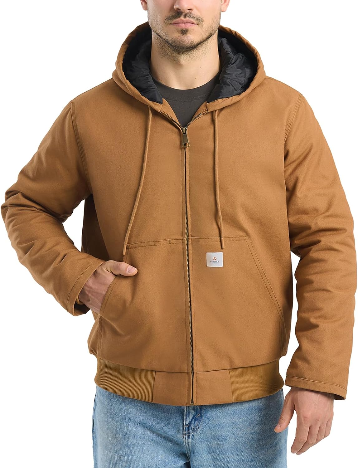 HISEA Men’s Insulated Winter Jacket: Water-Resistant Hooded Coat