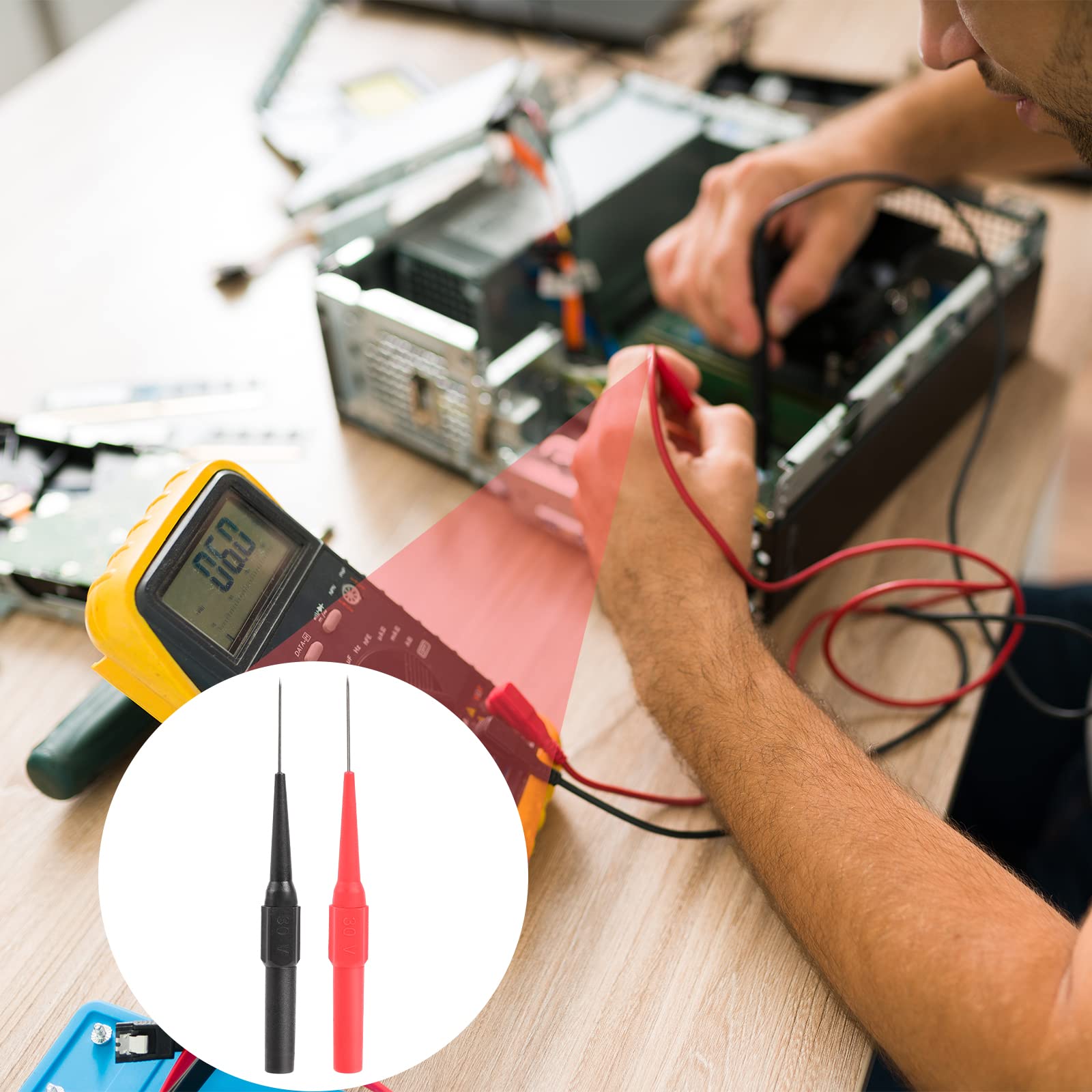 10 sztuk sonda testowej multimetru, 0,7 mm, igła, końcówka kontrolna, wtyczka bananowa, multimetr, przewód pomiarowy, piercing izolacyjny, próbka