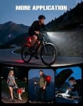 WOCBUY Lumières à vélo, 1200 Lumen USB Remboursé LED Kit de lumière de vélo, Super lumineux lumières de vélo avant & Feu de queue arrière, lampe de poche en alliage d'aluminium, 5 Modes lumineux, IPX5 imperméable