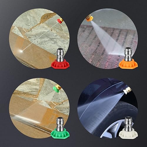 Miniatura 5 de DNA MOTORING TOOLS-00233 - Juego de 4 puntas de boquilla para lavadora de alta presión, paquete de 4 unidades, varios grados (0, 15, 25, 40) (2.5