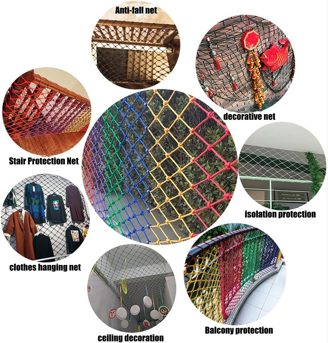 Kids Outdoor Safety Net - Nylon Rope Climbing Netting for Garden & Balcony Protection - Anti-Fall Isolation Net (3x3m) - Ideal for Play Areas & Plant Safety