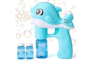 Kids Automatic Bubble Blowing Whale Gun Toys with 2 Bubble Solutions (Blue)