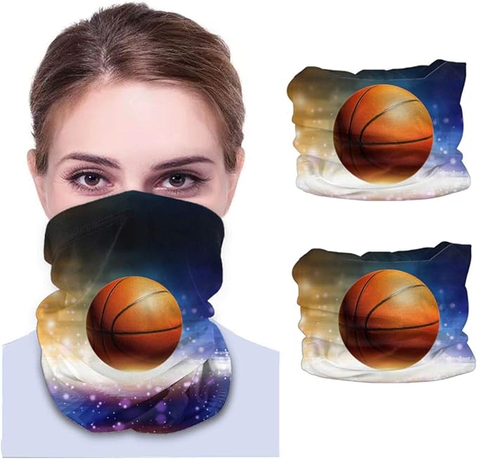 Basketball Face Bandanas with Filter Basketball Pocket Washable Face