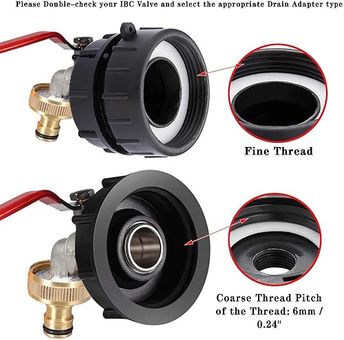 Miniatura 2 de IBC - Grifo adaptador de tanque de mano, adaptador de tanque de agua de 275-330 galones, rosca gruesa S60X6, salida de 12 pulgada, adaptador macho
