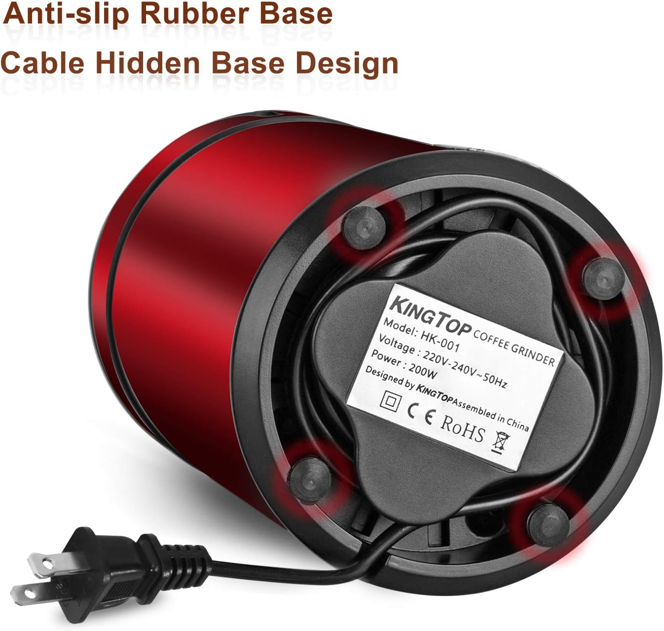 Coffee Grinder Electric 200W KINGTOP (Red)