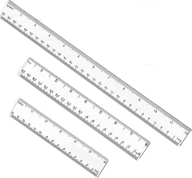 3 PCS Clear Ruler6 Inch/15CM Plastic Transparent Straight Rulers 2 Side Shatterproof Metric Rulers with Centimeters Measuring Tool for Student School Office Teaching Ruler (15cm+20cm+30cm)