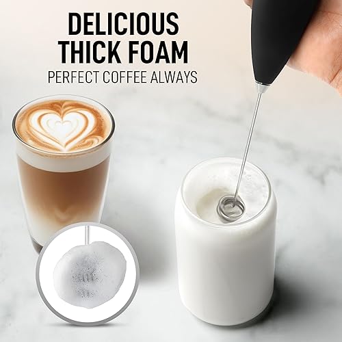 Vista 261 de Zulay Kitchen - Espumador de leche de mano con pilas AA Duracell: batidora de bebidas resistente para café, latte, capuchino y más, color aurora