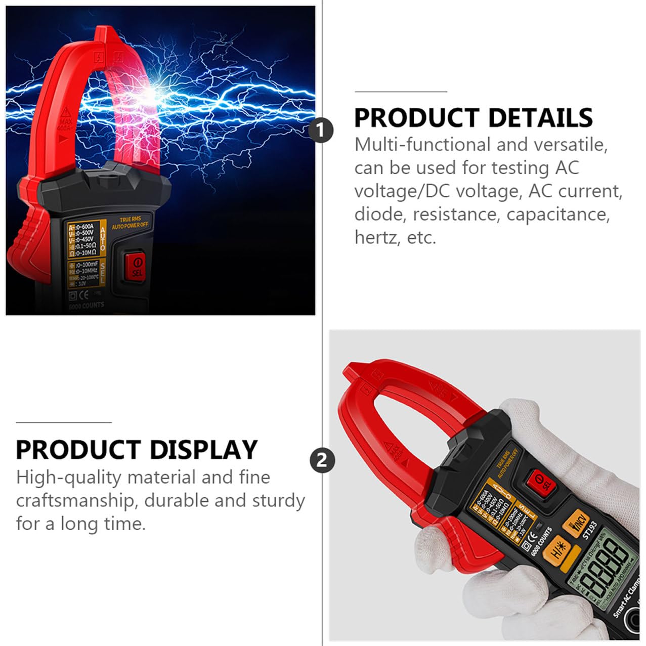 Multimetro Digitale St193 Rosso con Termocoppia e Test Hertz
