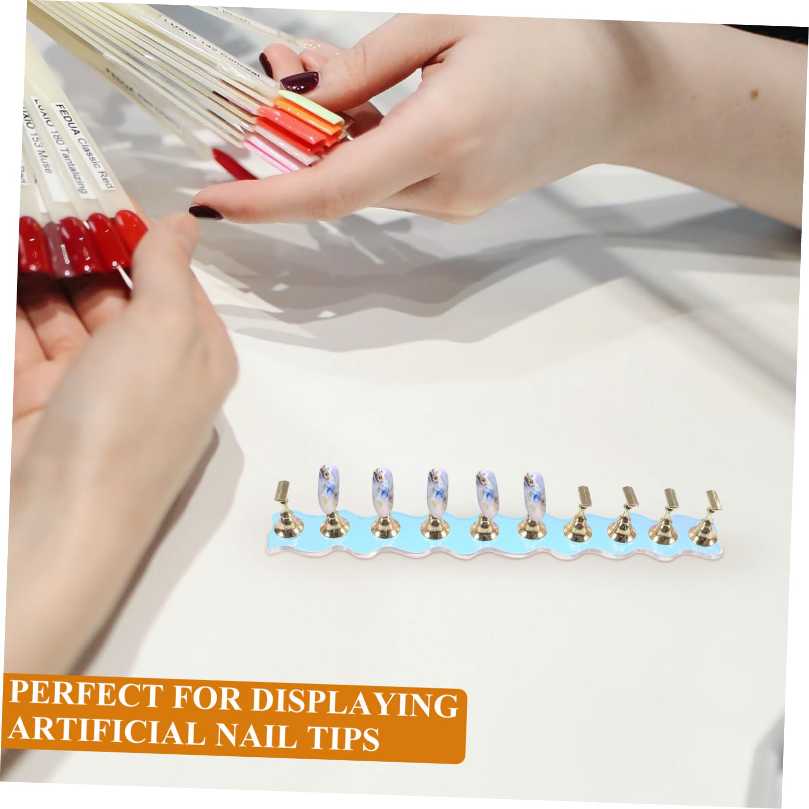 FRCOLOR 5 Juegos uñas postizas expositor uñas Herramientas de uñas herramientas para uñas Piscina junta polaco peines soporte para exhibición de uñas soporte de uñas para pintar uñas Metal