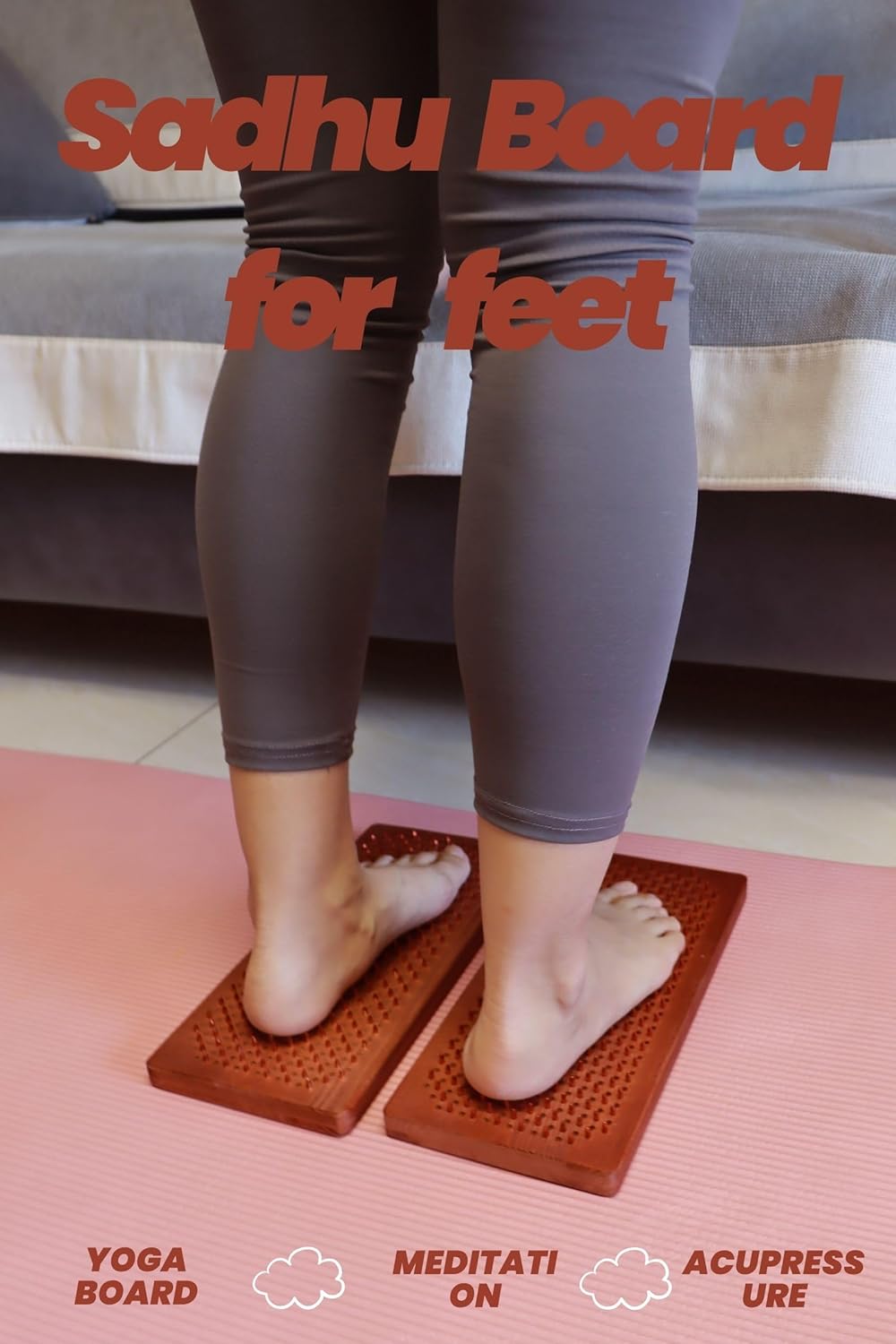 Sadhu Board - Copper nails, 15mm, Large Size, For Experts, Wooden boards for feet, for Yoga and Meditation