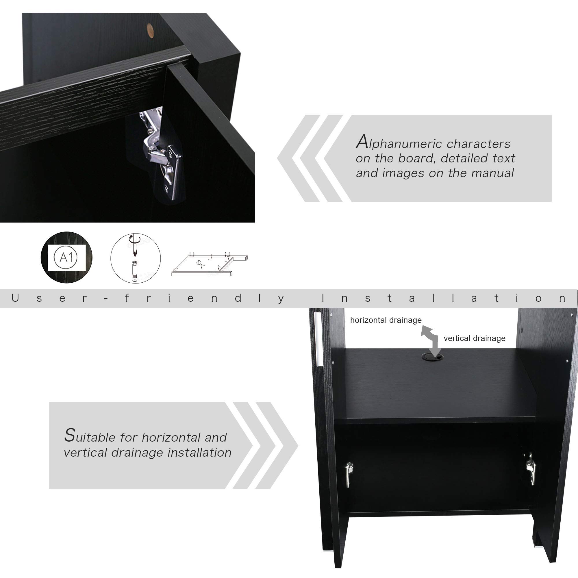 LUCKWIND Bathroom Vanity Vessel Sink Combo 24inch Stand