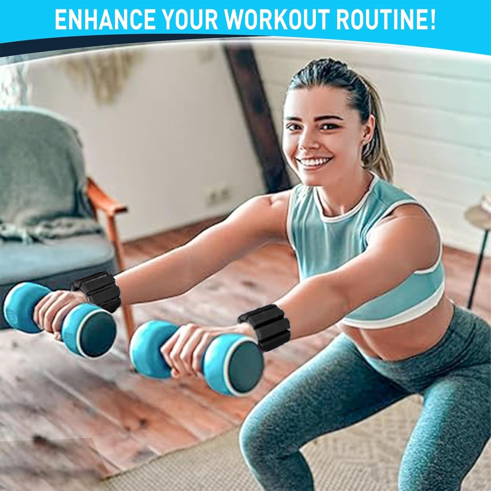 Wrist & Ankle Weights for Women Wearable Strong Arm & Leg Weights Set of 2(1Lbs Each) - Image 2