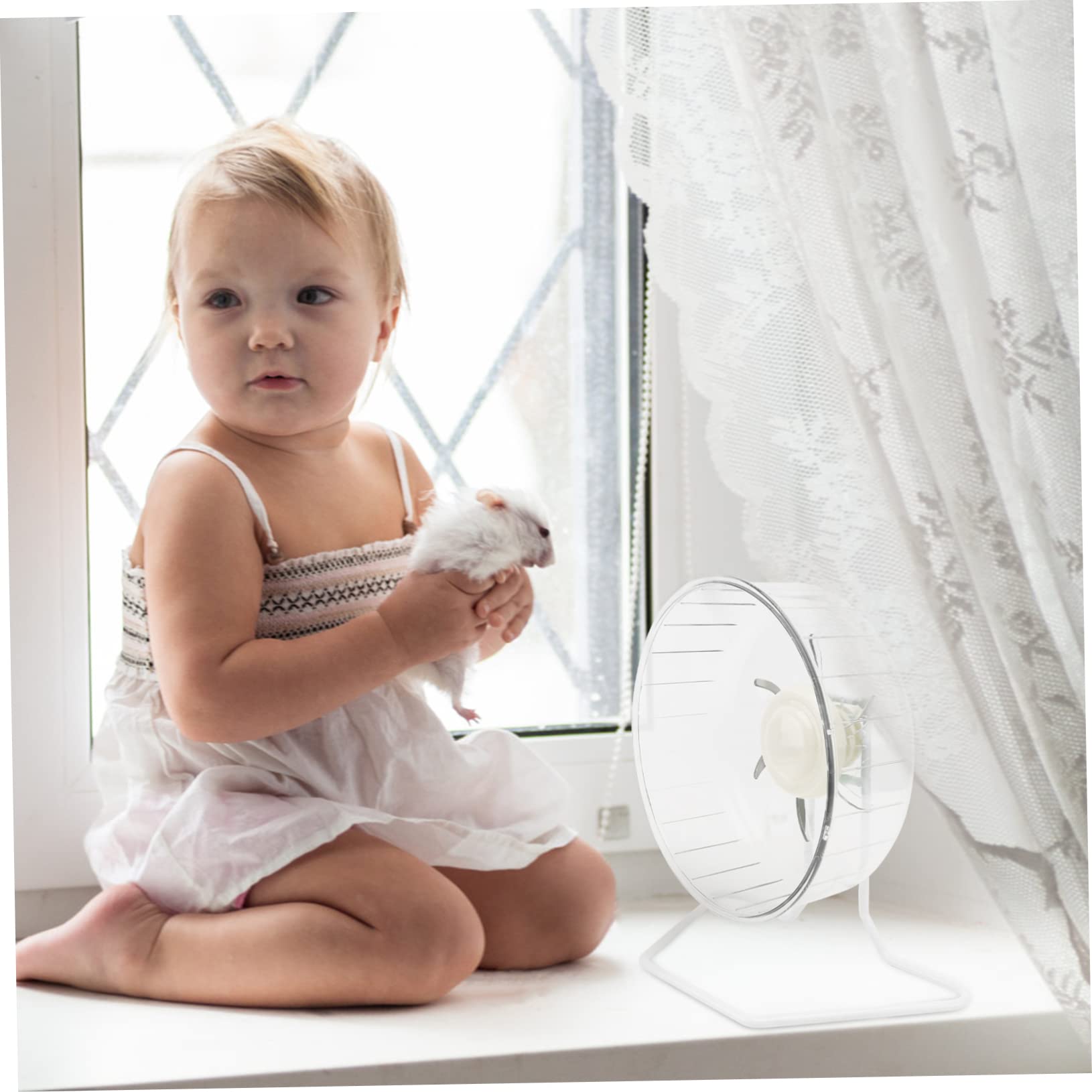 Roue d'exercice pour Hamster Silencieuse en Plastique et Fer, Blanche