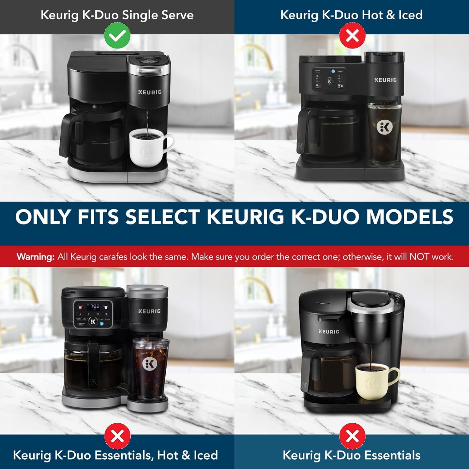 12-Cup Carafe Replacement Only Compatible with keurig-K Duo Single Serve 5100 Model Will Not Fit keurig-K Duo Essentials Single Serve Coffee Maker and K-Duo Hot & Ice