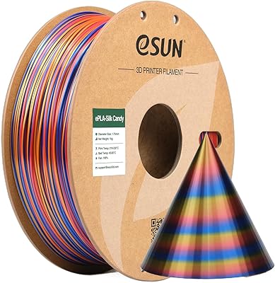 21 – eSUN Silk Candy PLA Filament 1.75mm, Dynamic Candy Color System Silk PLA 3D Printer Filament, 1KG Gradient Changing Multicolor Shiny Filamen…