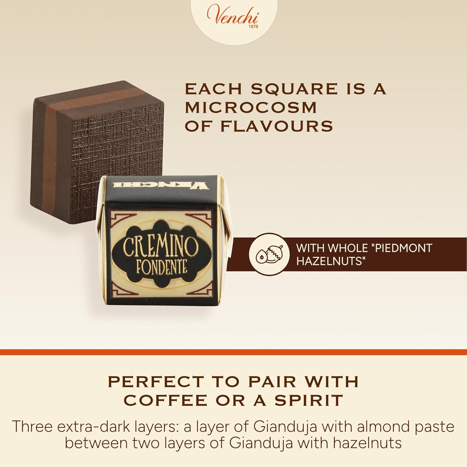 Venchi - Extra Dark Cremino Chocolates, Extra Dark Chocolate and Gianduja Flavor, Chocolate Candy Bulk, Vegan, Gluten Free, 2.2 lb Bag