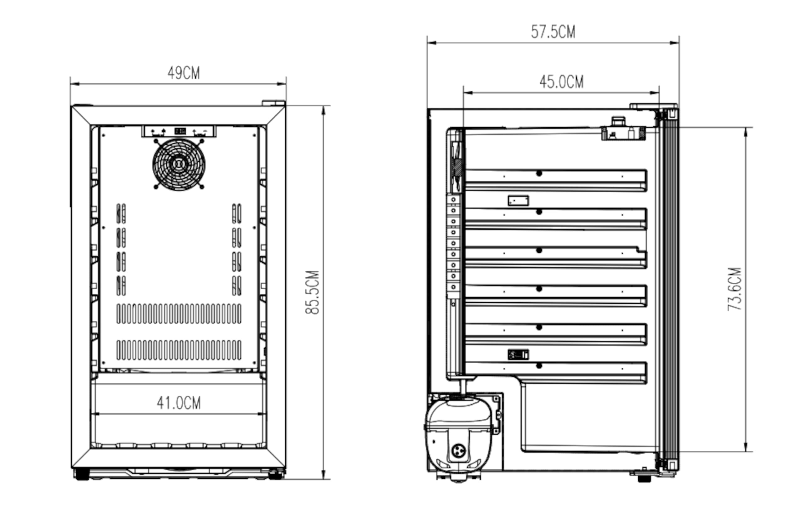 METRO Professional Weinkühler GWC2052, 52 Flaschen, 126 L, LED-Innenbeleuchtung, Anti-Vibrationssystem, Schwarz