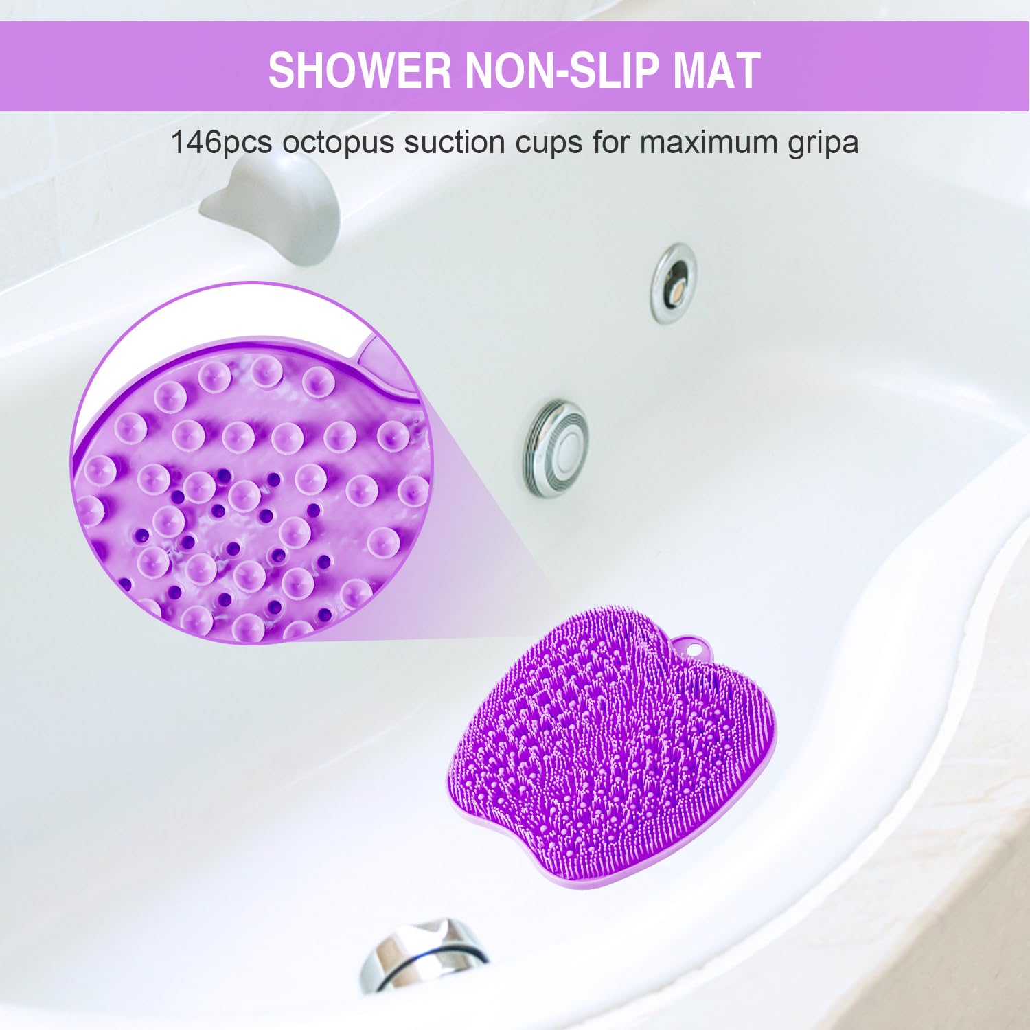 Almohadilla de Lijado para los pies de la Ducha con ventosas Antideslizantes, Cepillo para los pies para Limpiar y Eliminar la cutícula de los pies, Almohadilla Reflectante para relajar los pies