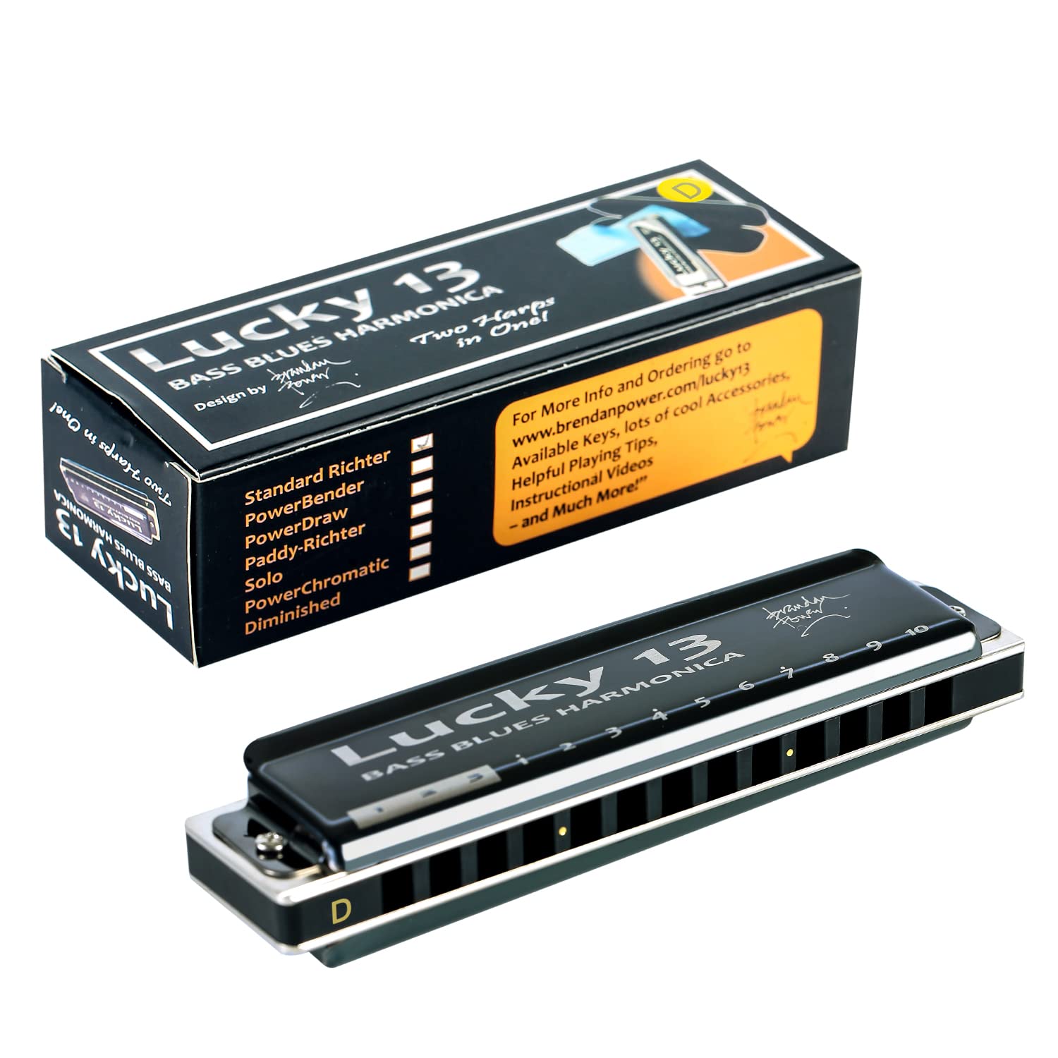 Lucky 13 Bass Plus Blues Harmonica 13 Holes Diatonic Harp Mouth Organ Professional Richter harmonica D key for Adults