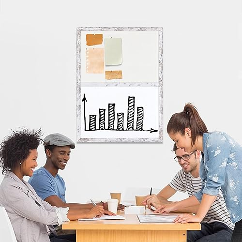 Miniatura 5 de Tablero de anuncios, pizarra blanca de fieltro para oficina, escuela, cocina, dormitorio, marco de madera blanca, 17.7 x 23.6 pulgadas, pizarra