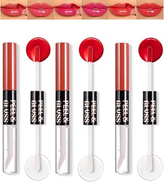 Lip Gloss Combo Set, Red Liquid Lip Colour, Clear Gloss, Dual-Ended 3-Pack