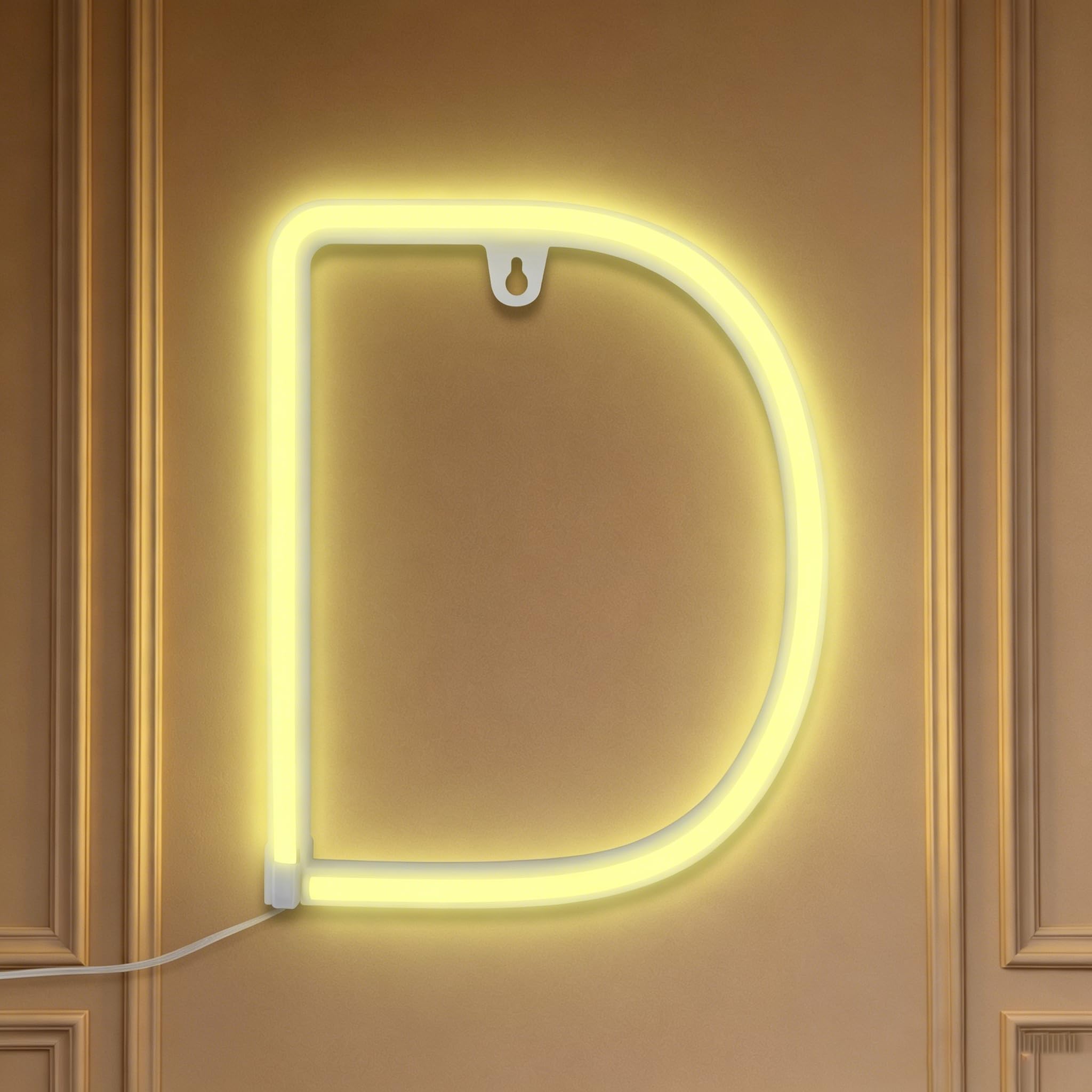 Letter Neon, LED Neon Light Sign, 22cm Alphabet Neon Wall Light Sign, Warm White LED Letter Lights, USB/Battery Operated for Birthday Party, Wedding, Christmas