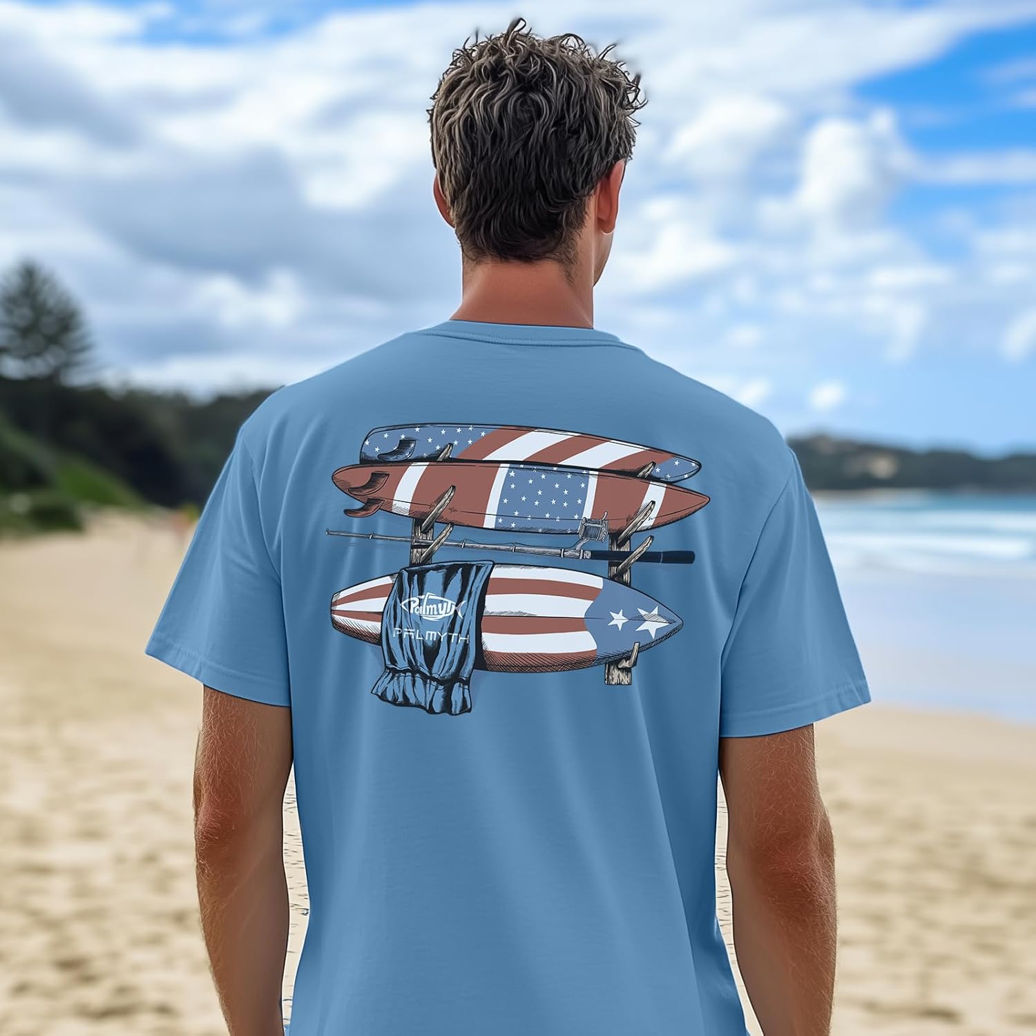 Palmyth Men's Fishing Shirt Short Sleeve T-Shirt Sun Protection UV UPF 50+ Tee