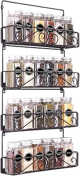 SWOMMOLY 4 Wall Mount Stackable Foldable Spice Racks