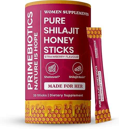 Shilajit para mujer  Palitos de miel con shatavari, azafrán y miel cruda  75% ácido fúlvico y más de 84 minerales traza  Apoya el equilibrio