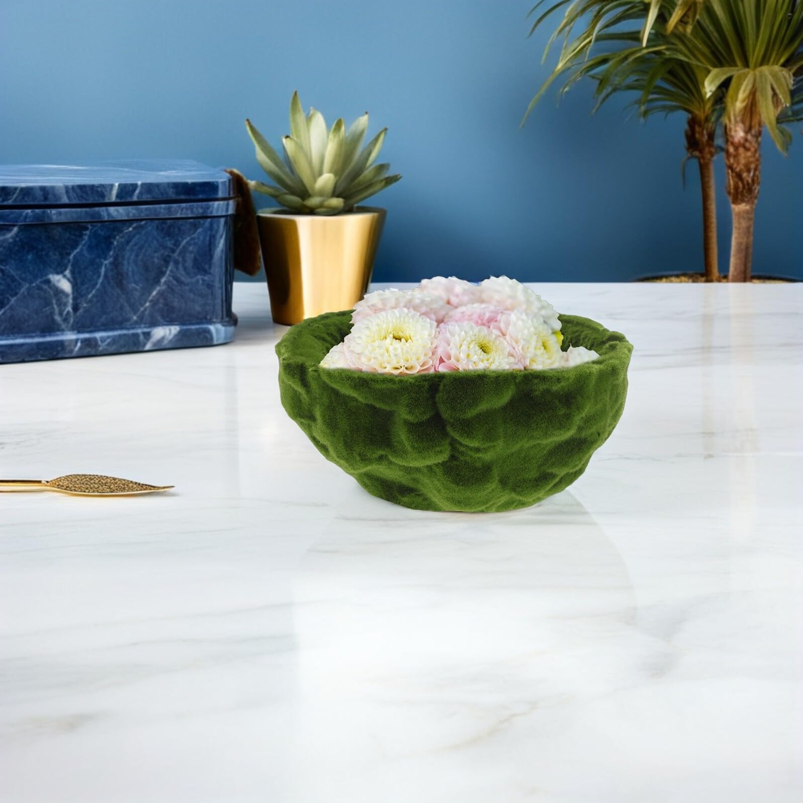 Garneck Acrylkugel mit Blumenmuster Künstliche Mooskugel für Dekoration Terrarien und Bastelarbeiten Pflegeleichtes Moos-Accessoire für Tischdekorationen und Gartenarrangements